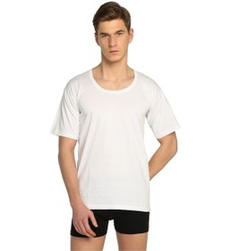 Resim Erkek Beyaz 12'li Paket Bisiklet Yaka Fanila Elf568t0103ccm12 Beyaz 