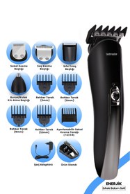 Resim GOLDMASTER Enerjik 12 In 1 Sıfır Başlıklı Kablolu Kablosuz Hızlı Şarj Paslanmaz Çelik Standlı Erkek Bakım Seti 