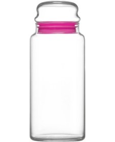 Resim LAV Sera Cam Kavanoz 2'li Büyük Boy 1400 ml Pembe Cam Kapaklı (Erzak Saklama Kavanozu ) 