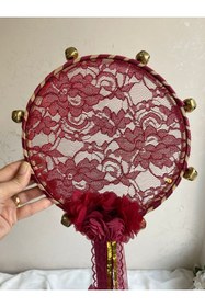 Resim LE FANTASİA Dantel Tüllü Kına Kasnak Tef - 23cm Çap - Bordo &Gold 
