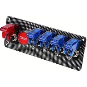 Resim Xuweiwei 6 Lı 1 Motor Başlatma Düğmesi Kontrol Kit Metal Abs Plastik 12v Yarış Arabası Ateşleme Paneli 