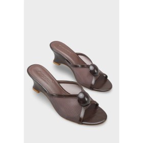 Resim Capone Outfitters Rachele Feta Dolgu Topuklu Fileli Şık Kadın Terlik 