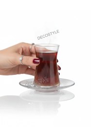 Resim Hisar 12 Parça 6 Kişilik Çay Bardağı Seti - Şık Dekoratif Cam Çay Takımı Şeffaf 