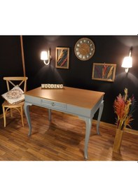 Resim Wooding-Mobilya Wooding 120 Cm Çekmeceli Masif Gri Naturel Çalışma Masası 