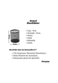 Resim 3 Lü Metal Kalemlik Seti Siyah Perfore 