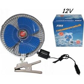 Resim Ahmet Otomotiv Araç Içi Vantilatör Serinletici 12 Volt 6 Inc Mandallı 12V Otomatik Döner Başlı V12M GG127 