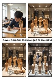 Resim Genel Markalar Ahşap Model Mankeni Sol El 25 Cm Eklemli Eskiz Manken Sol El Mankeni 