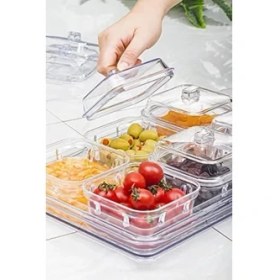 Resim Ews Akrilik Şeffaf 6’lı Kapaklı Kahvaltılık Kahvaltı Seti & Saklama Kabı (Cam DEĞILDIR)-1825 