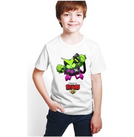 Resim Brawl Stars Virüs 8 Bit Baskılı Çocuk Tişört T-Shirt D06 Beyaz 