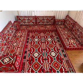 Resim Coton Şark Köşesi Anadolu Desenli Minder Konsept Kırmızı 