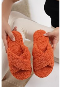 Resim Modafrato Havlu Çapraz Kadın Ev Terliği Kışlık Terlik Ses Yapmaz 001 