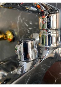Resim İsaoğlu Yapı Gümüş Banyo Bataryası Kare Büyük Tasarım Krom Duş Musluğu Banyo Armatür Gümüş 