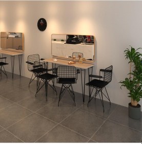 Resim Knsz masa sandalye takımı hem75mazlum crdsyh 140*040 klç 4 sandalye syhsyh kolçaklı 