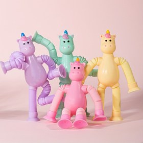 Resim 4 Adet Unicorn Esnek Tüpler Vantuzlarla - Kendin Yap Rahatlatıcı Oyuncaklar, Doğum Günü & Noel Hediyeleri İçin Mükemmel, Mor 