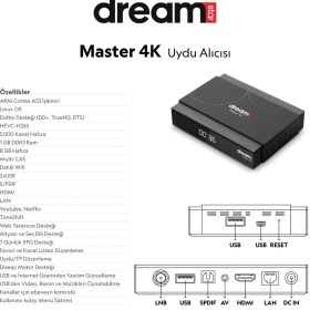 Resim Dreamstar 4k Linux 8gb Hafıza Uydu Alıcısı Master 4k 