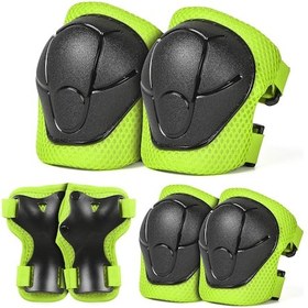 Resim Çocuk Koruyucu Dişli Seti Çocuk Diz Dirsek Pedleri Bilek Koruma Spor Güvenlik Green Set S Yeşil 