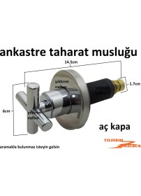 Resim Yıldırım Ankastre Taharat Musluğu Aç Kapa Lüks Model Uzun Yıldız Kapak 
