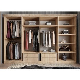 Resim Falcon Membran 8 Kapaklı Gardırop Montaj Dahil Meşe Beyaz 280 Cm 