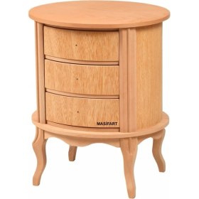 Resim Masifart Marvic Oval Kısa Üç Çekmeceli Komot Cilasız Ham 