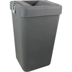 Resim 40 Lt Siyah Gri Ofis Çift Gözlü Kapaklı Çöp Kutusu 