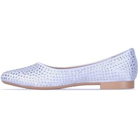 Resim Ayakcenter R12 Renesme Taşlı Kadın Babet Ayakkabı Gümüş 