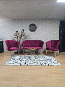 Resim ZAFİR Gold Kaplama Tel Ayak Papatya Çay Seti Koltuk Takımı , Balkon, Salon, Ofis, Cafe Koltuk Takımı 