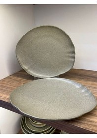 Resim 2'li Adelfa Tone Oval Plate 30 Cm Kahvaltılık Sunum Tatlı Sunum Pasta Servis Gourmet Sunum Çok renkli 