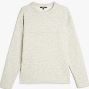 Resim Dikiş Detaylı Şardonlu Pamuklu Basic Bisiklet Yaka Sweatshirt 