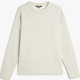 Resim Dikiş Detaylı Şardonlu Pamuklu Basic Bisiklet Yaka Sweatshirt 