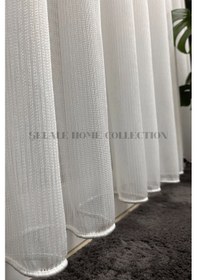 Resim Çizgili Tül Perde Sık Pile 1/3 Gramajlı Kırışma Yapmaz Ekru 