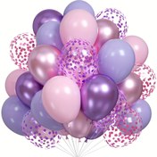 Resim 30 Adet Pembe & Mor Balon Seti Konfeti ile - 25.4cm Metalik Lateks Balonlar Kız Doğum Günleri, Gençler Duşları, Düğünler & Prenses Partileri için - Canlı & Parlak Bitiş, Etkinlik Aksesuarları|Prenses Parti Teması|Dekoratif Balonlar, Doğum Günü Balonları 