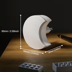 Resim Akıllı LED Gece Lambası, Ay Şeklinde Duvar Lambası, Otomatik Işık Sensörlü, Sıcak Beyaz, Plastik, Fişle Çalışan, Yatak Odası Koridor Banyo için, 2 Adet 