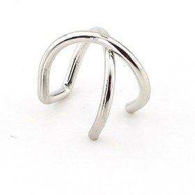 Resim Solfera Parlak Gümüş Renkli Earcuff Kulak Kelepçesi Çapraz Sarmal Ex089 