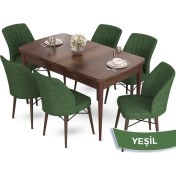 Resim Canisa Concept Aya Serisi 80 x 132 cm Açılabilir Barok Ahşap Desen Mutfak Masa Takımı 6 Sandalye 