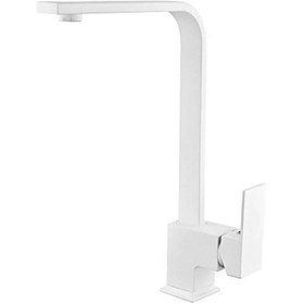 Resim Sardıcı Beyaz Kuğu Kare Mutfak Eviye Bataryası 360 Derece Döner Borulu 