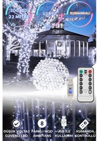 Resim Technosmart 200 Ledli Usbli Kumandalı 8 Modlu Şerit Led Işık Parti Süsleme Organizasyon Beyaz 