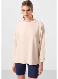 Resim Tommylıfe Bej Yumuşak Dokulu O Yaka Oversize Kadın Tunik Sweatshirt - 97303 