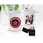 Resim Bk Gift Kişiye Özel Babalar Günü Hediyesi Fotoğraflı Kupa Bardak Ve Benzinli Çakmak Seti-78 