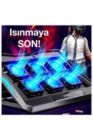 Resim coofbe Ultra Sessiz 6 Fanlı Laptop Soğutucu Stand, Led Işıklı Gaming Laptop Soğutucu 6 Kademeli 