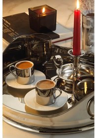 Resim Kütahya Porselen Rüya 4 Parça 2 Kişilik Kahve Takımı Platin 