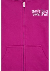 Resim U.S. Polo Assn. Kız Çocuk Fuşya Kapüşonlu Fermuarlı Basic Sweatshirt 50316837-VR023 