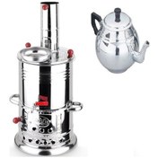 Resim Novahub Zarif İş Krom Odunlu Kömürlü Demlikli 3.5 L Semaver - Inox 