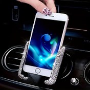 Resim 1 Bling Araba Telefon Tutucu, Parıldayan Yapay Elmaslarla - Dayanıklı PVC, Çift Fonksiyonlu Hava Kanalı & Gösterge Paneli Akıllı Telefon Tutucu Kolay Navigasyon için, Araba Telefon Tutucu 