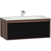 Resim Metropole 58195 Lavabo Dolabı, Tek Çekmeceli, Infinit Lavabolu,100cm,erik-siyah 