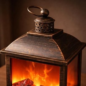 Resim Dekoratif LED Yapay Şömine – Alev Efektli Işıklı Şömine Lambası – USB ve Pilli – Masa ve Salon Dekoru – 40 cm 