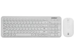 Resim Everest Km-01w Beyaz Yuvarlak Tuşlu 3d Mouse Combo Lc Layout Kablosuz Klavye + Mouse 