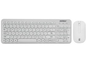 Resim Everest Km-01w Beyaz Yuvarlak Tuşlu 3d Mouse Combo Lc Layout Kablosuz Klavye + Mouse 