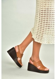 Resim Fox Shoes U555960303 Taba Hakiki Deri Dolgu Topuklu Kadın Ayakkabı Taba-hakiki Deri 