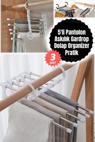 Resim Mucuks 3 Adet 5'li Pantolon Askısı Hafif Katlanabilir Paslanmaz Çelik Pantolon Yerden tasarruf Sağlayan Raf 