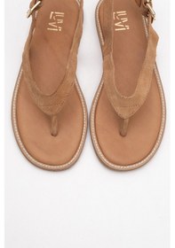 Resim Luvishoes Luvi Shoes Belinda Toprak Süet Hakiki Deri Kadın Parmak Arası Sandalet Toprak 